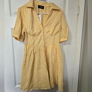 Cider Soft Yellow Collared Mini Dress